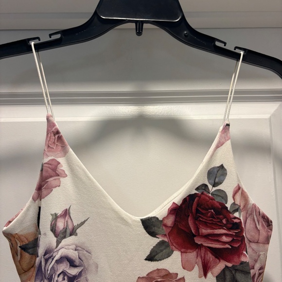 Gaze White Floral Spaghetti Strap Bodysuit - Picture 2 of 7